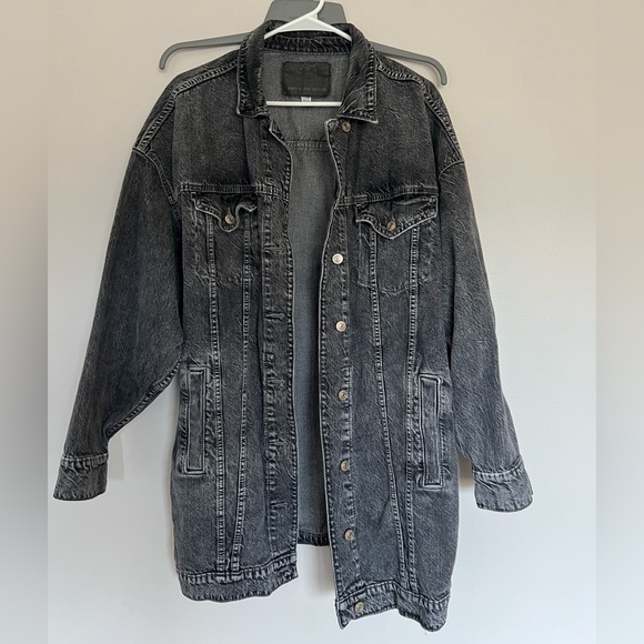 American Eagle Outfitters Jackets & Blazers - American Eagle Washed Black Long Length Denim Jacket
